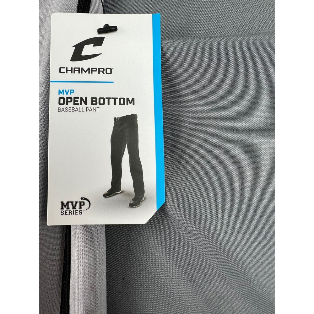 Champro MVP Open Bottom Baseball Pants Mens L Grey Black NWT BP41U Piped Stripe - Picture 4 of 13